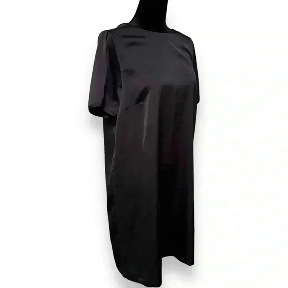 H&M Dresses & Skirts - H&M Black Short Sleeve Satin Cutout Sleeve and Back with Silver Detail Minidress